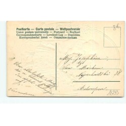 n°18233 - Carte Gaufrée - Joyeuses Pâques - Un couple d'enfant avec un mouton