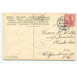 n°18244 - Carte Gaufrée - Fröhliche Ostern - Fillettes portant des oeufs dans un panier