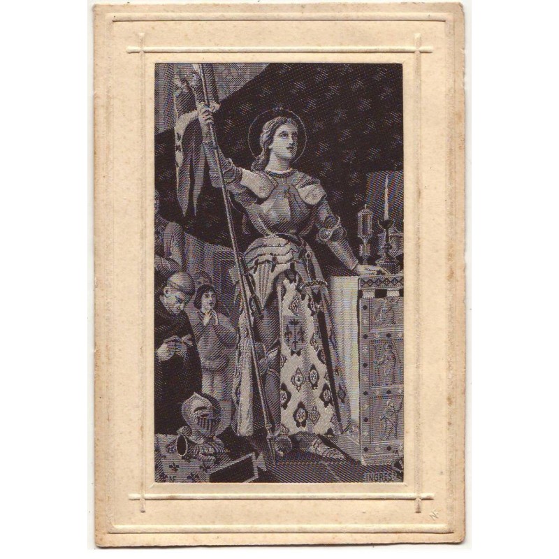 n°18254 - Carte Brodée Tissée Soie - Ingres - Jeanne d'Arc
