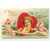 n°18277 - Carte Gaufrée - Clapsaddle - A Token of Love To my Valentine - Portrait d'un garçon dans un coeur
