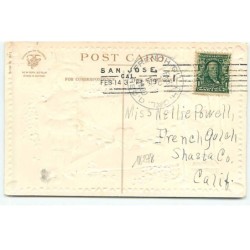 n°18278 - Carte Gaufrée - Clapsaddle - My Valentine think of Me - Enfants tenant une guirlande de coeurs