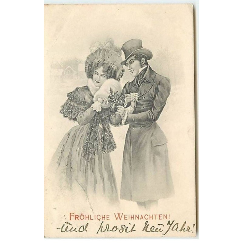 n°10781 - Carte Fantaisie - Fröhliche Weichnachten - Couple