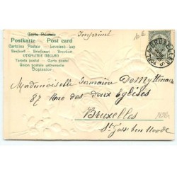 n°18285 - Carte Gaufrée avec paillettes - Joyeux Pâques - Jeune femme