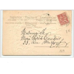 n°1829 - Carte Gaufrée - Noël - Angelot avec habit en tissu