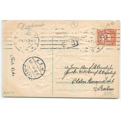 n°18296 - Carte Gaufrée - Hartelijk Gefeliciteerd - Enfants dans une calèche tirée par des chèvres