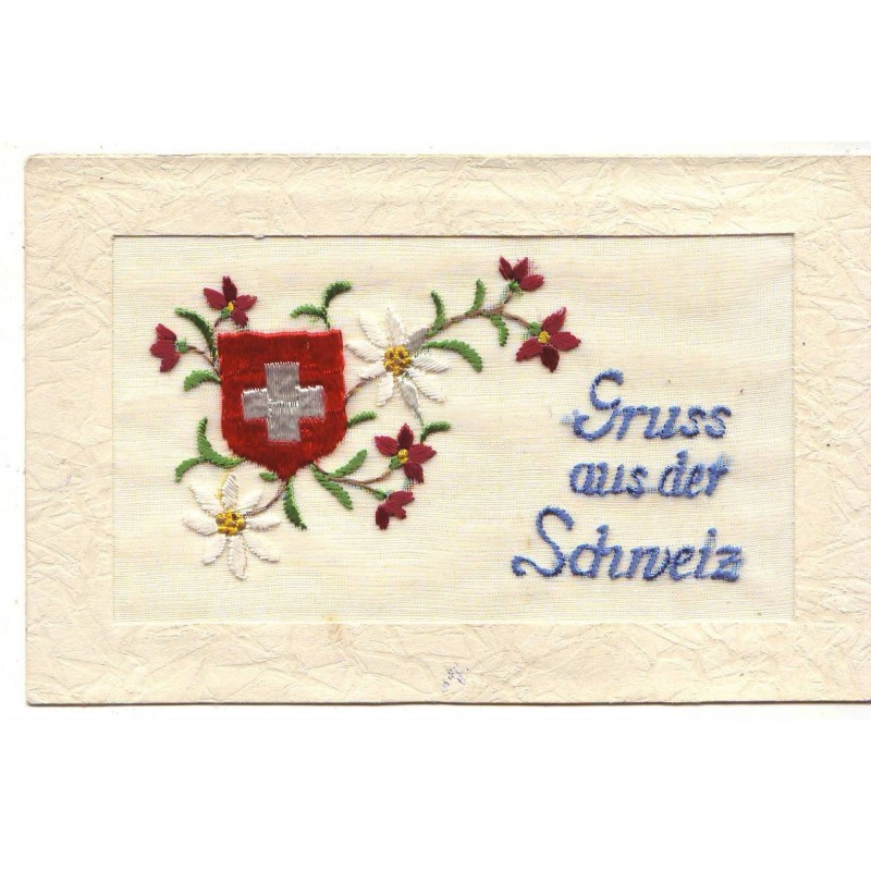 n°18302 - Carte Brodée - Gruss aus der Schweiz - Blason Suisse