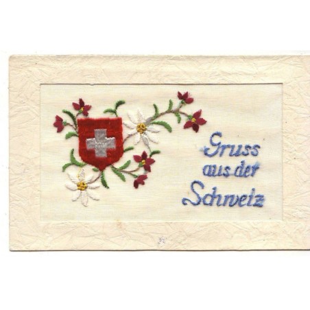 n°18302 - Carte Brodée - Gruss aus der Schweiz - Blason Suisse