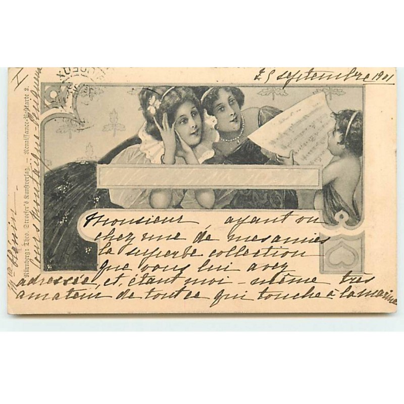 n°18310 - edit. Theo Stroefer's - Jeunes femmes écoutant un ange chanté