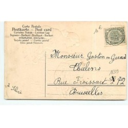 n°18329 - Carte Gaufrée - Jeunes gens près d'un panier rempli d'oeufs