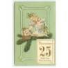 n°18335 - Carte Gaufrée - Fröhliche Weihnachten - Fillette près d'un panier rempli de fleurs