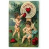n°18343 - Carte Gaufrée - To my Valentine - Cupidons accrochant des coeurs sur une cible
