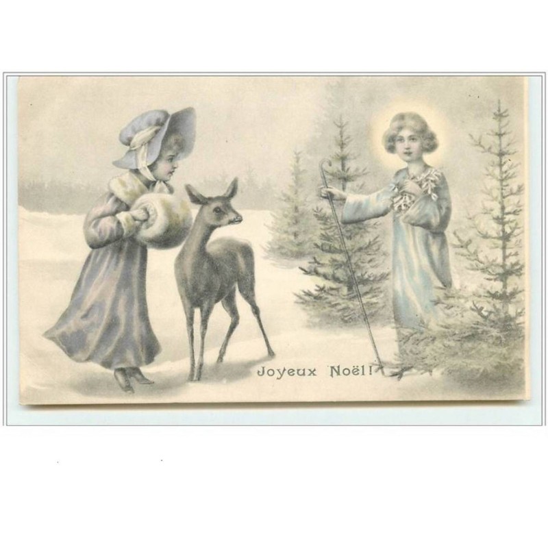 n°1836 - Joyeux Noël - Fillette et biche
