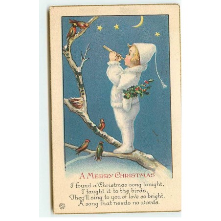 n°18375 - A Merry Christmas - Enfant jouant du pipeau à des oiseaux