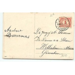 n°18389 - Gelukkig Nieuw Jaar - Fillette portant du muguet, à califourchon sur un cochon