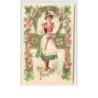 n°1839 - Carte Gaufrée - Prosit Neujahr - Femme levant sa flute de champagne