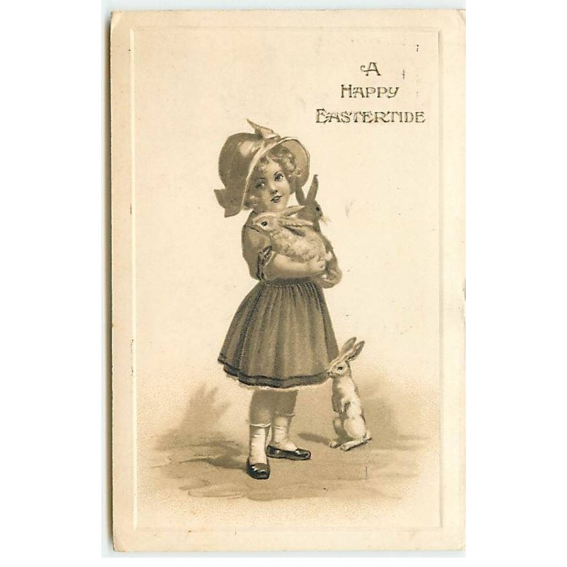 n°18434 - A Happy Eastertide - Fillette portant des lapins dans les bras