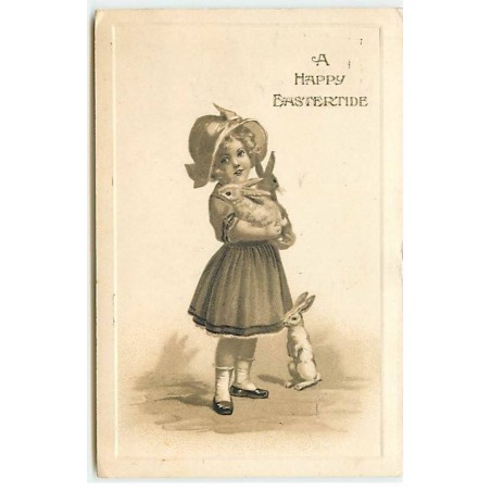 n°18434 - A Happy Eastertide - Fillette portant des lapins dans les bras