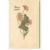 n°10798 - Carte Fantaisie Gaufrée - Bonne Année - Femme et fleurs rouges
