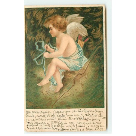 n°18447 - Clapsaddle - Ange-Cupidon jouant avec un ruban
