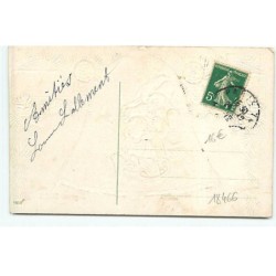 n°18466 - Carte Gaufrée - Joyeux Noël - Père Noël et ange apportant des cadeaux