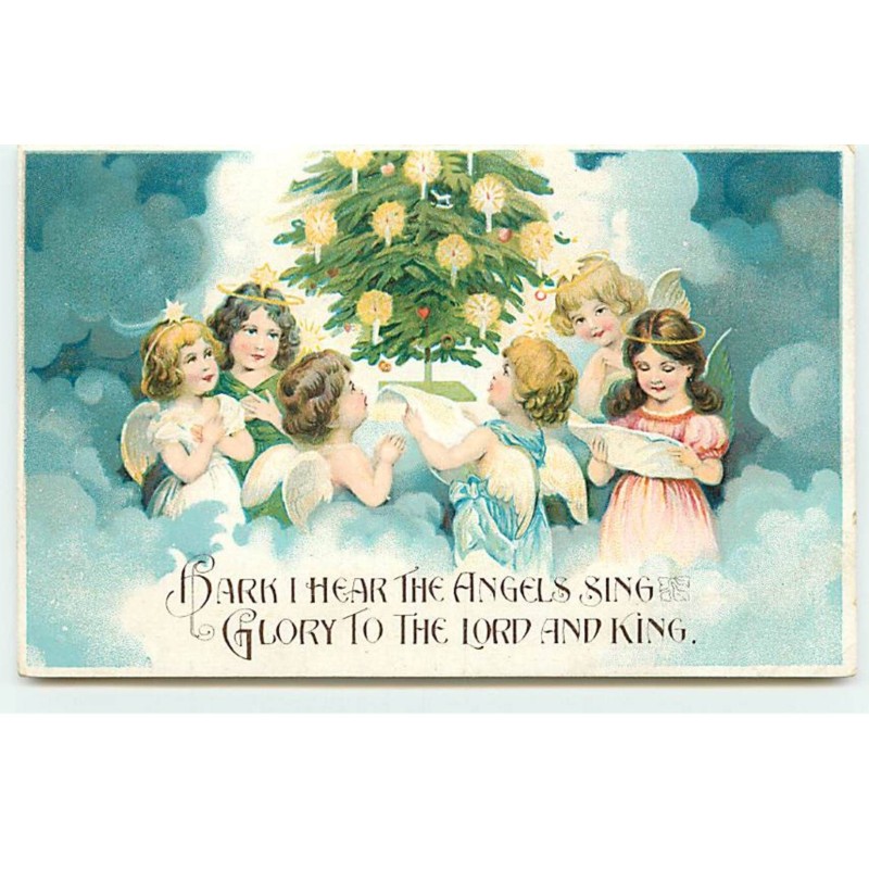 n°18473 - Hark hear the angels sing ... and King - Anges chantant autour d'un sapin