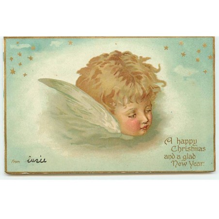 n°18478 - A Happy Christmas and a glad New Year - Tête d'ange