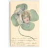 n°18518 - E.M. Kantner - Portrait d'une jeune femme au milieu d'un trèfle - surréalisme