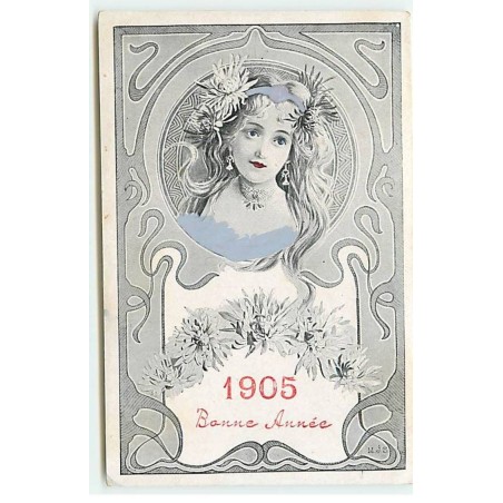 n°18520 - M.J.S. - Art Nouveau - 1905 Bonne Année - Jeune Femme - Grand Bazar