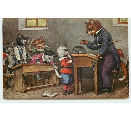 n°10803 - Carte Illustrateur - Arthur Thiele - Chats à l'école - souris