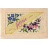 n°18551 - Carte Brodée - Prénom Marie - Fleurs