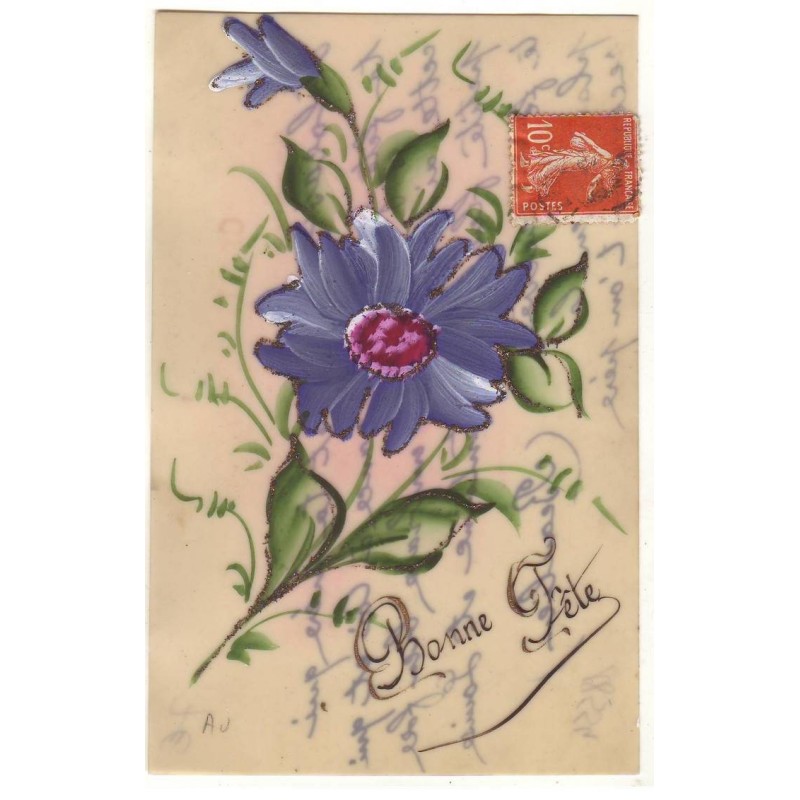 n°18554 - Carte Celluloïd - Bonne fête - Fleur