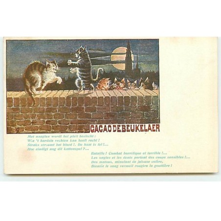 n°18567 - Louis Wain - Cacao De Beukelaer n°9 - Bataille ! combat horrifique ... sang vermeil rougira la gouttière  chat