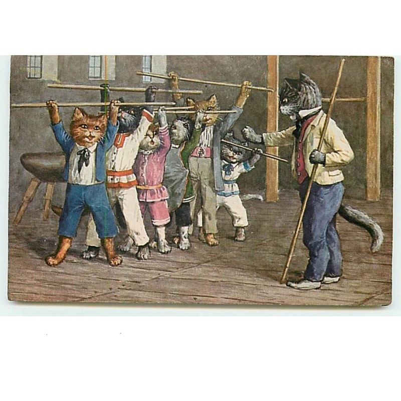 n°10806 - Carte Illustrateur - Arthur Thiele - Chats faisant de l'exercice