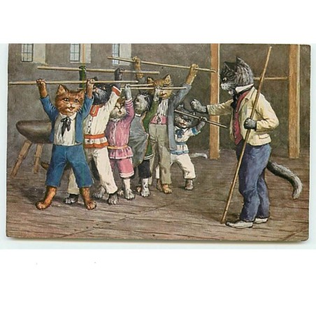 n°10806 - Carte Illustrateur - Arthur Thiele - Chats faisant de l'exercice
