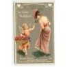n°18600 - Carte Gaufrée - Der Kleine Verführer - Ange offrant une rose à une femme