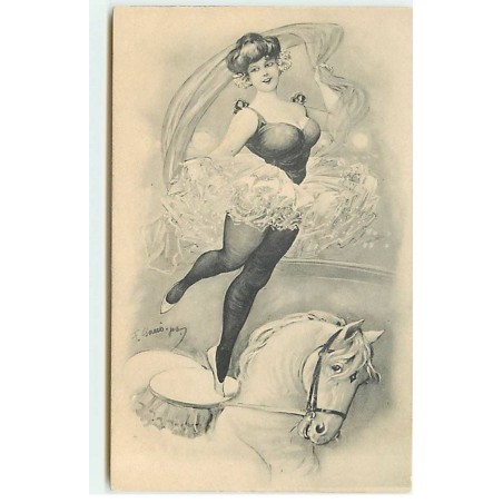 n°18608 - F. Gareis - Jeune femme debout sur un cheval - Cirque