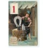 n°18622 - Carte Gaufrée - Gelukkig Nieuwjaar - Garçon forgeant un fer à cheval
