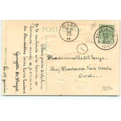 n°18630 - Carte Gaufrée - Bonne Année - Jeune couple, la jeune fille portant un panier rempli de violettes