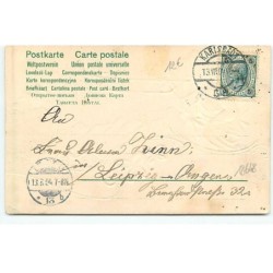 n°18648 - Carte Gaufrée - Clapsaddle - Ange jouant de la trompette au pied d'un village