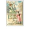 n°1866 - Carte Gaufrée - Joyeuses Pâques - Femme présentant un lapin à une fillette