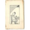 n°18666 - Reine - Fillette à une table jouant avec des cubes - Dessin