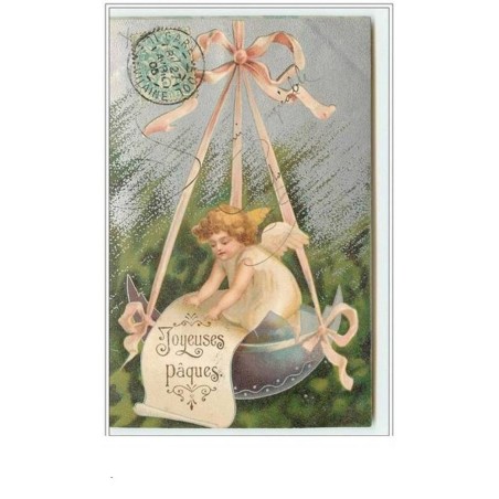 n°1867 - Joyeuses Pâques - Clapsaddle - Angelot sur un oeuf