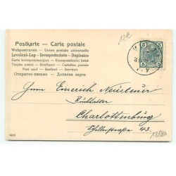n°18680 - Prosit Neujahr - Cochons autour d'un fer à cheval, et près de sacs de pièces d'or - Visage