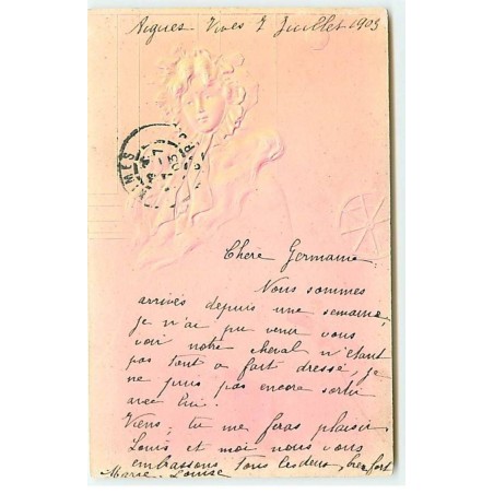 n°18686 - Carte en relief - Portrait d'une jeune femme