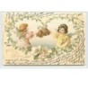 n°1870 - Carte légèrement gaufrée - Frohliche Ostern - Angelots avec cloches