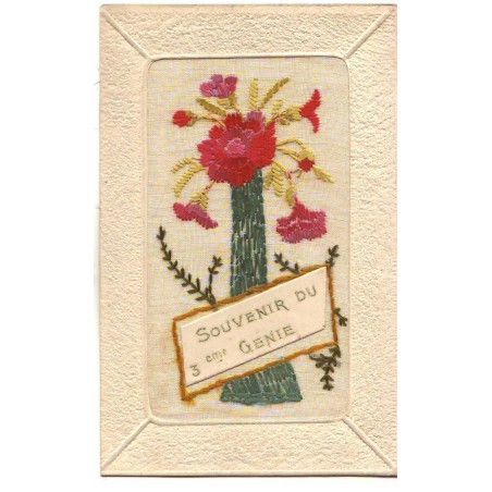 n°18702 - Carte Brodée - Souvenir du 3ème Génie - Oeillets - embroidered