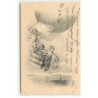 n°18744 - Anges lançant des fleurs d'une nacelle de ballon