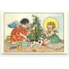 n°18766 - Illustrateur - M. Fischerova-Kvéchova - Ange offrant un cheval en bois à une fillette près d'un sapin