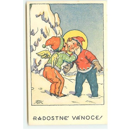 n°18768 - Illustrateur - M. Fischerova-Kvéchova - Radostne Vanoce - Ange embrassant une fillette