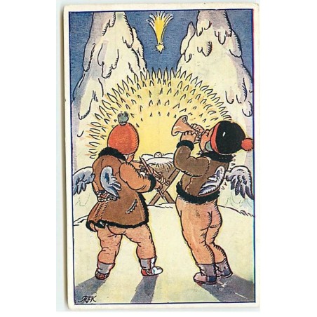 n°18769 - Illustrateur - M. Fischerova-Kvéchova - Anges jouant du violon et de la trompette près d'un bébé